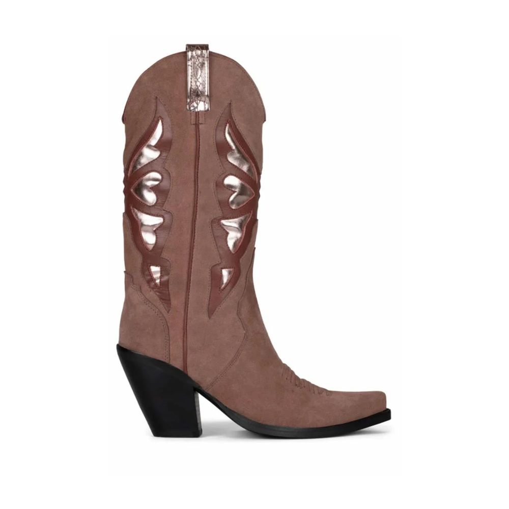 JEFFREY CAMPBELL Fluttering Blush Suede Metallic Western Boots New | Size 8